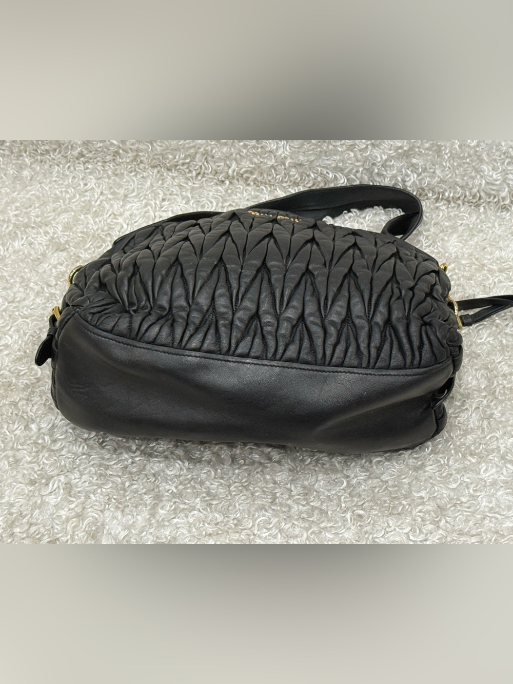 MIU MIU Matelasse Leather Handbag Shoulder Bag Black - Picture 9 of 16